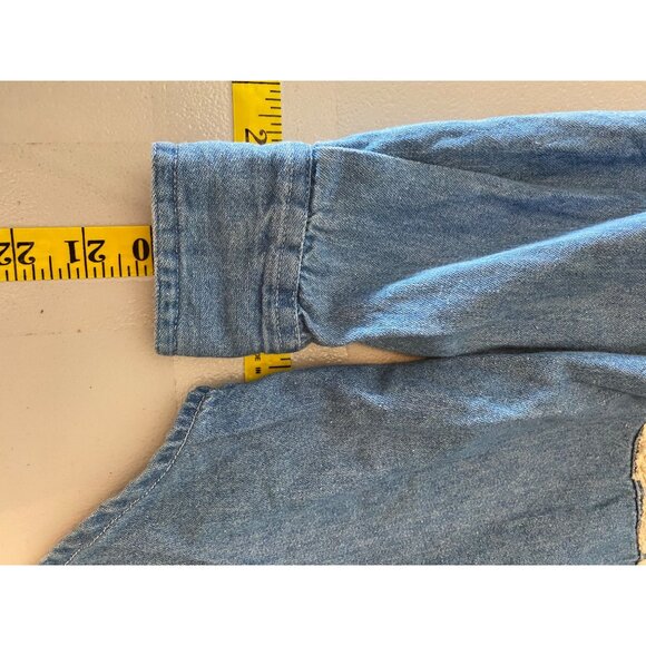 Quizz New York Denim Button Down Lace & Pearl Detail Long Sleeve Small - Picture 10 of 10